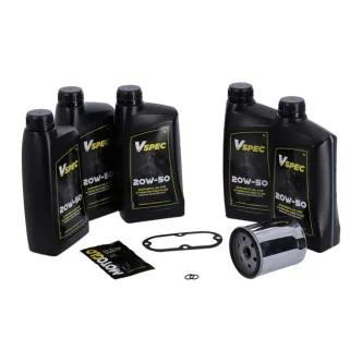 Vspec Fully Synthetic Service Kit With Chrome Filter For 1984-1998 Harley Davidson Evo Softail (ARM138589)