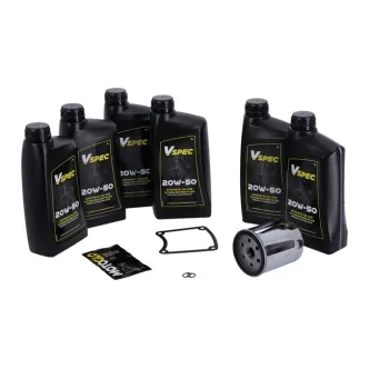 Vspec Fully Synthetic Service Kit With Chrome Filter For 1986-1998 Harley Davidson FLT/Touring (ARM338589)