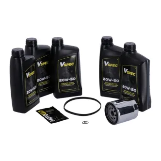 Vspec Fully Synthetic Service Kit With Chrome Filter For 2007-2017 Harley Davidson Softail & 2006-2017 Dyna (ARM758589)