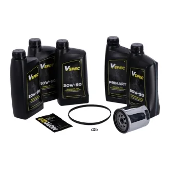 Vspec Mineral Oil Service Kit With Chrome Filter For 2006-2017 Harley Davidson Dyna & 2007-2017 Softail (ARM958589)