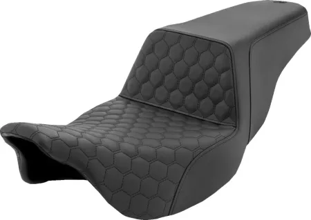 Saddlemen Honeycomb Step-Up Seat In Black For Harley Davidson 2008-2024 FLHR, FLHT, FLHX & FLTR Touring Models (808-07B-177)