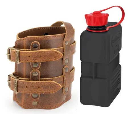 FuelFriend Fuel Bottle In Black 1 Litre Canister With Texas Leather Holder (755330)