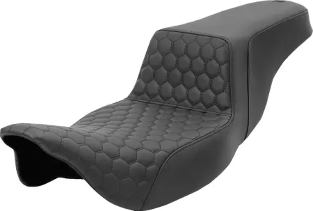 Saddlemen Extended Reach Honeycomb Step-Up Seat In Black For Harley Davidson 2008-2024 FLHR, FLHT, FLHX & FLTR Touring Models (808-07B-178)