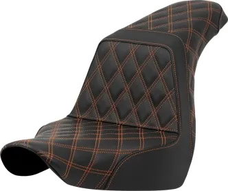 Saddlemen Step-Up Orange Front & Rear Lattice Stitched Seat For Harley Davidson 2018-2024 Softail FLSB Sport Glide & FXLRS/FXLRST Low Rider S/ST Models (A818-29-175ORA)