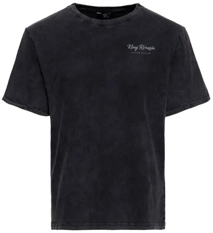 King Kerosin Kustom Kulture T-shirt Oilwashed Black (ARM462699)
