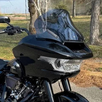 Klock Werks Pro-Touring Flare Windshield 13.5 inch In Dark Smoke For 2023-2024 CVO Road Glide & 2024 Road Glide Models (KWW-01-0704-DS)