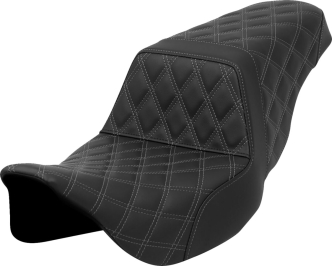 Saddlemen Front & Rear Lattice Stitched Step-Up Seat With Grey Stitching For Harley Davidson 2008-2023 Touring FLHR, FLHT, FLHX & FLTR Models (A808-07B-175GRE)