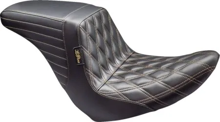 Le Pera KickFlip Up Front Double Diamond Chestnut Stitched Seat For Harley Davidson 2018-2025 FXLR Low Rider & FLSB Sport Glide Models (LYRU-590DD-CHET)