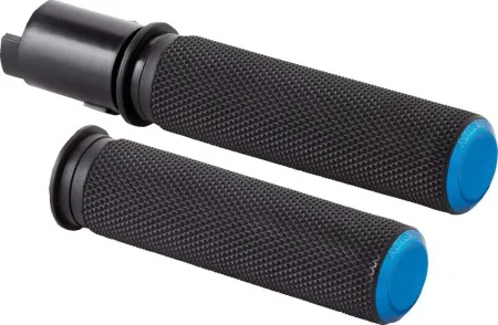Arlen Ness Knurled Fusion Grips In Blue For Harley Davidson 2025 Softail, 2023-2025 Road Glide & Street Glide Models (500-053)