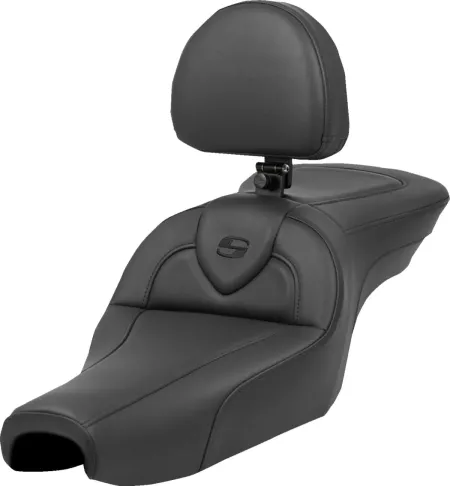 Saddlemen Roadsofa Standard Reach Smooth Seat With Drivers Backrest For Harley Davidson 2004-2022 Sportster Forty-Eight & 3.3G Tank Models (807-11-187BR)