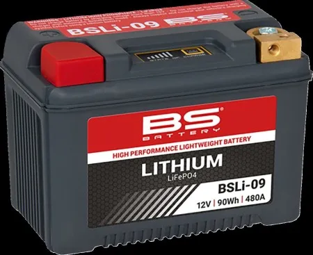 BS Battery BSLi-09 Lithium Battery 480 CCA For 1986-1996 XL Sportster, 1984-1990 Softail & 1984-1994 FXR Models (360119)