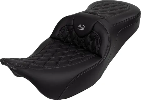 Saddlemen Roadsofa Lattice Stitched Seat With Grey Stitching For Harley Davidson 2008-2024 FLHR, FLHT, FLHX & FLTR Touring Models (A808-07R-182GRE)