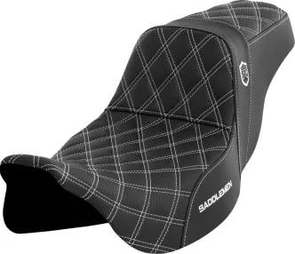 Saddlemen Pro Series SDC Performance Grip Seat With White Stitching For Harley Davidson 2008-2024 FLHR, FLHT, FLHX & FLTR Touring Models (Does Not Fit 2023-2024 CVO Models) (SC80807WHI)