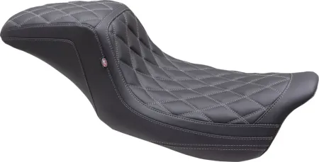 Mustang Double Diamond Squareback Seat With Grey Stitching For Harley Davidson 2008-2024 Touring Models (Will Not Fit 2023-2024 CVO Models) (75299GM)