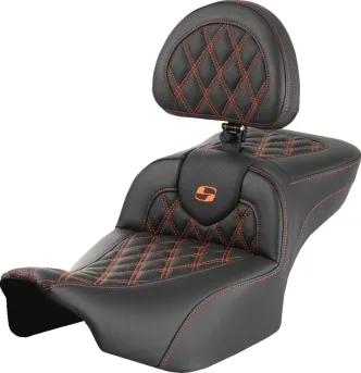 Saddlemen Roadsofa Extended Reach Orange Lattice Stitched Seat For Harley Davidson 2023-2024 FLHX Street Glide & FLTR Road Glide Models (823-07-184B3)