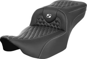 Saddlemen Extended Reach Roadsofa White Lattice Stitched Seat For Harley Davidson 2023-2024 FLHX Street Glide & FLTR Road Glide Models (823-07-19006)
