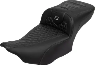 Saddlemen Extended Reach Honeycomb Roadsofa Seat With Drivers Backrest With Grey Stitching For Harley Davidson 2023-2024 CVO Street Glide & Road Glide Models (823-07-190B2)