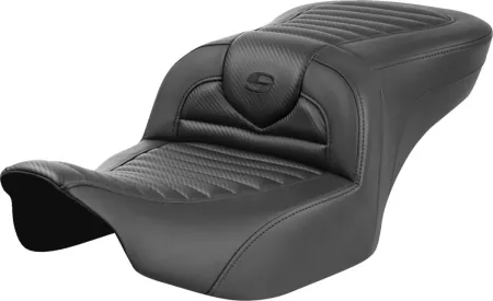 Saddlemen Carbon Fiber Roadsofa Tuck & Roll Seat For Harley Davidson 2023-2025 FLHX Street Glide & FLTR Road Glide Models (823-07-20400)