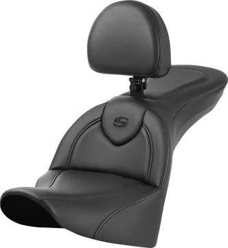 Saddlemen Standard Reach Roadsofa Seat With Drivers Backrest For Harley Davidson 2018-2024 Softail Deluxe FLDE, Heritage FLHC/S & FLSL Slim Models (818-33-187BR)