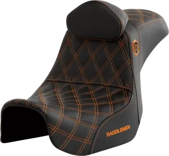Saddlemen Pro Series SDC Performance Grip Seat With Driver Backrest And Orange Stitching For Harley Davidson 2006-2017 Dyna Models (SC80604ORART)