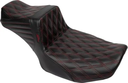 Le Pera Tailwhip Double Diamond Stitched Daddy Long Legs Seat With Red Stitching For Harley Davidson 2023-2025 Touring FLHX Street Glide & FLTR Road Glide Models (LV-587DLDD-R01)