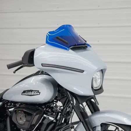 Klock Werks Flare Windshield 8 inch In Blue For 2023-2025 CVO Street Glide & 2024-2025 Street Glide Models (KWW-01-0732)