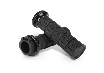ODI Lock-on Hart-Luck Signature Full-Waffle Grips In Black For 1984-2022 Harley Davidson Single And Dual Throttle Cable Models (V31HCW-BB-B)