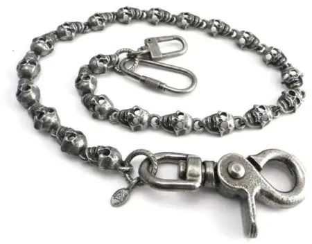 Amigaz Flat Skull Pewter Wallet Chain 16