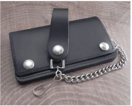 Amigaz Black Leather Biker Chain Wallet (W2-C)