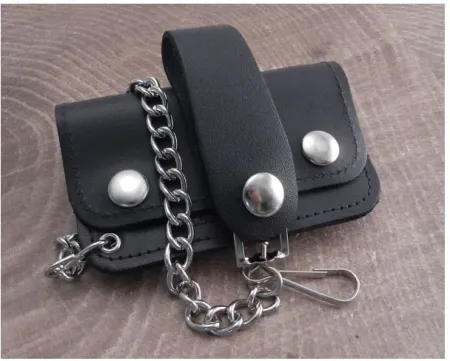 Amigaz Black Leather Biker Chain Wallet JR. (W2-CS)