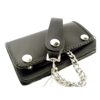 Amigaz Black Leather Biker Chain Wallet (ARM614365)