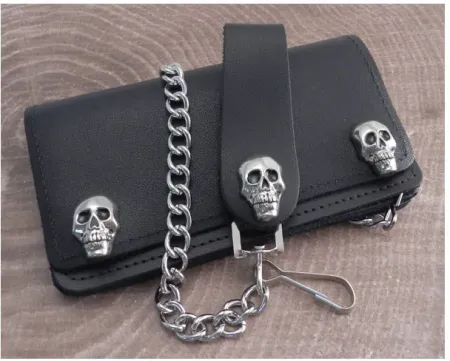 Amigaz Black Leather Biker Chain Wallet (W2-CSK)