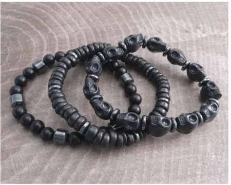Amigaz Stone Skull 3 Pack With Hematite Accent (P406-SKL)