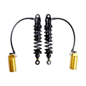 Ohlins STX 36 Blackline Twin Shock Absorber 328.5mm With Golden Reservoirs For Harley Davidson 2014-2024 Touring Models (HD 779)