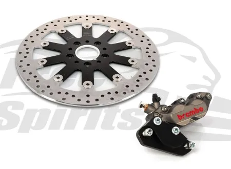 Free Spirits 4 Piston Caliper & 320mm Rotor Kit In Titanium For Harley Davidson Models (203901TK)