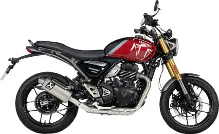 Akrapovic Titanium Slip-On Muffler For Triumph 2024-2026 Scrambler 400 & Speed 400 Models (S-T4SO1-HDT)