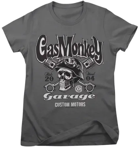 Gas Monkeys Garage GMG Custom Motors Skull Female T-shirt Dark Gray (GMG-5-GMG040-H95-13-AZ-S)