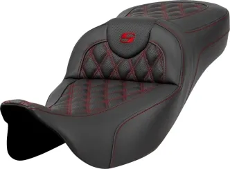 Saddlemen Extended Reach RoadSofa Lattice Stitched Seat With Red Stitching For Harley Davidson 2008-2023 Touring Models (808-07B-18404)