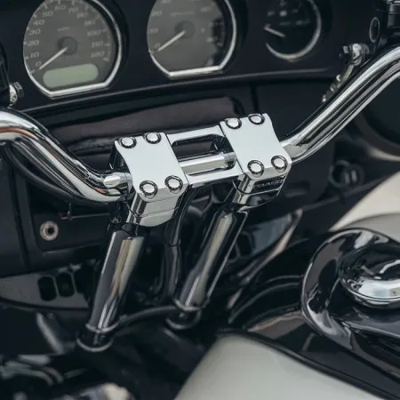 Trask Performance 8 Inch Assault Handlebar Risers With 1.25 Inch Clamping Area In Chrome Finish (TM-8601-8CH)