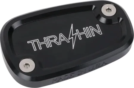 Thrashin Supply Co. Rear Brake Reservoir Cap In Black (Twice Cut) For Harley Davidson 2018-2025 M8 Softail Models (TSC-3177-4)