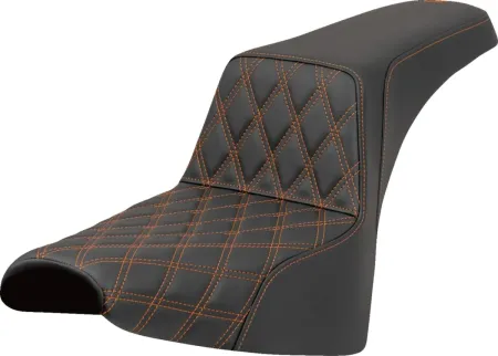 Saddlemen Step-Up Lattice Stitched Seat With Orange Stitching For Harley Davidson 2018-2024 FXBB Street Bob & FXST Standard Models (818-30-17203)