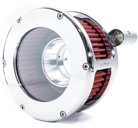 Feuling BA Air Cleaner Kit With Clear Cover In Chrome Finish With Red Filter For Harley Davidson 1993-1999 Dyna, Softail & Touring Models (5468)