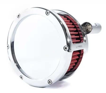 Feuling BA Solid Cover Air Cleaner Kit In Chrome With Red Filter For Harley Davidson 2008-2016 FLT / 2016-2017 FLST & FXDLS (Fly By Wire) Models (5457)