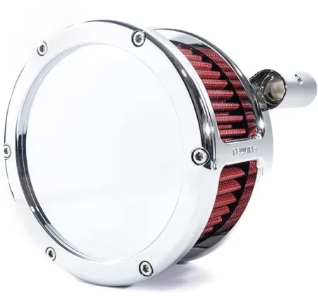 Feuling BA Solid Cover Air Cleaner Kit In Chrome With Red Filter For Harley Davidson 1999-2017 Twin Cam Models (Exc. E-Throttle & 99-01 FLT) (5447)