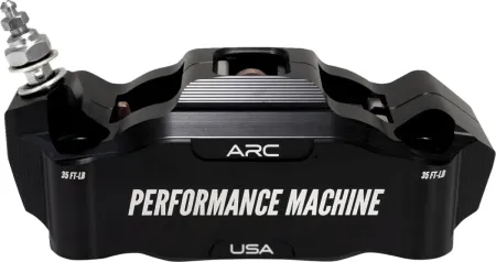 Performance Machine Race Series 4 Piston Radial Mount Front Left Caliper With ARC Technology In Black Anodised Finish For Harley Davidson Models (0052-2427-MB)