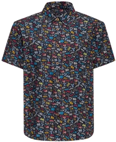 King Kerosin Printed Rebellion Shirt (KKU55026-200-M)