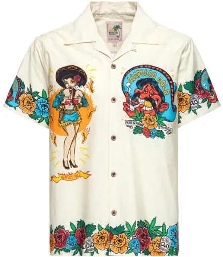 King Kerosin Acapulco Hawaii Shirt Off White (KKU55031-108-M)
