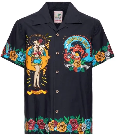 King Kerosin Acapulco Hawaii Shirt Black (KKU55031-200-M)