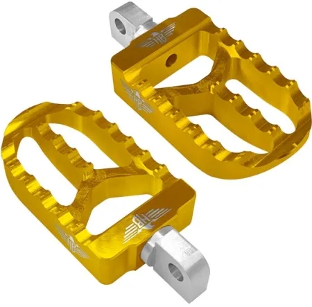 Heinz Bikes MX V2 Driver/Passenger Footpegs In Gold For Harley Davidson 1990-2017 Dyna, 1990-2020 Sportster & 1990-2017 Softail Models (HB-FPV2-MM-G)