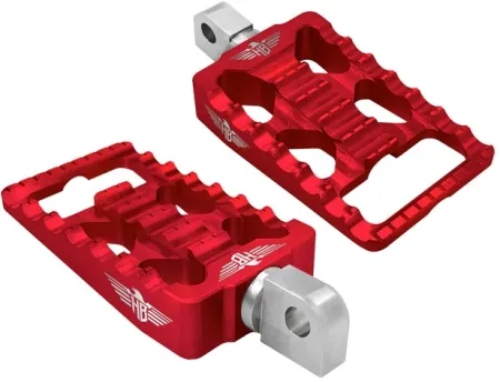 Heinz Bikes MX V1 Driver Footpegs In Red For Harley Davidson 2018-2025 M8 Softail & 2021-2025 Sportster RH Models (HB-FPV1-M8-R)